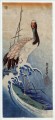 Grúa en ondas 1835 Utagawa Hiroshige Japonés